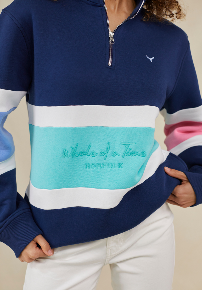 Evesham Women's Quarter Zip Sweatshirt - Navy - Whale Of A Time Clothing