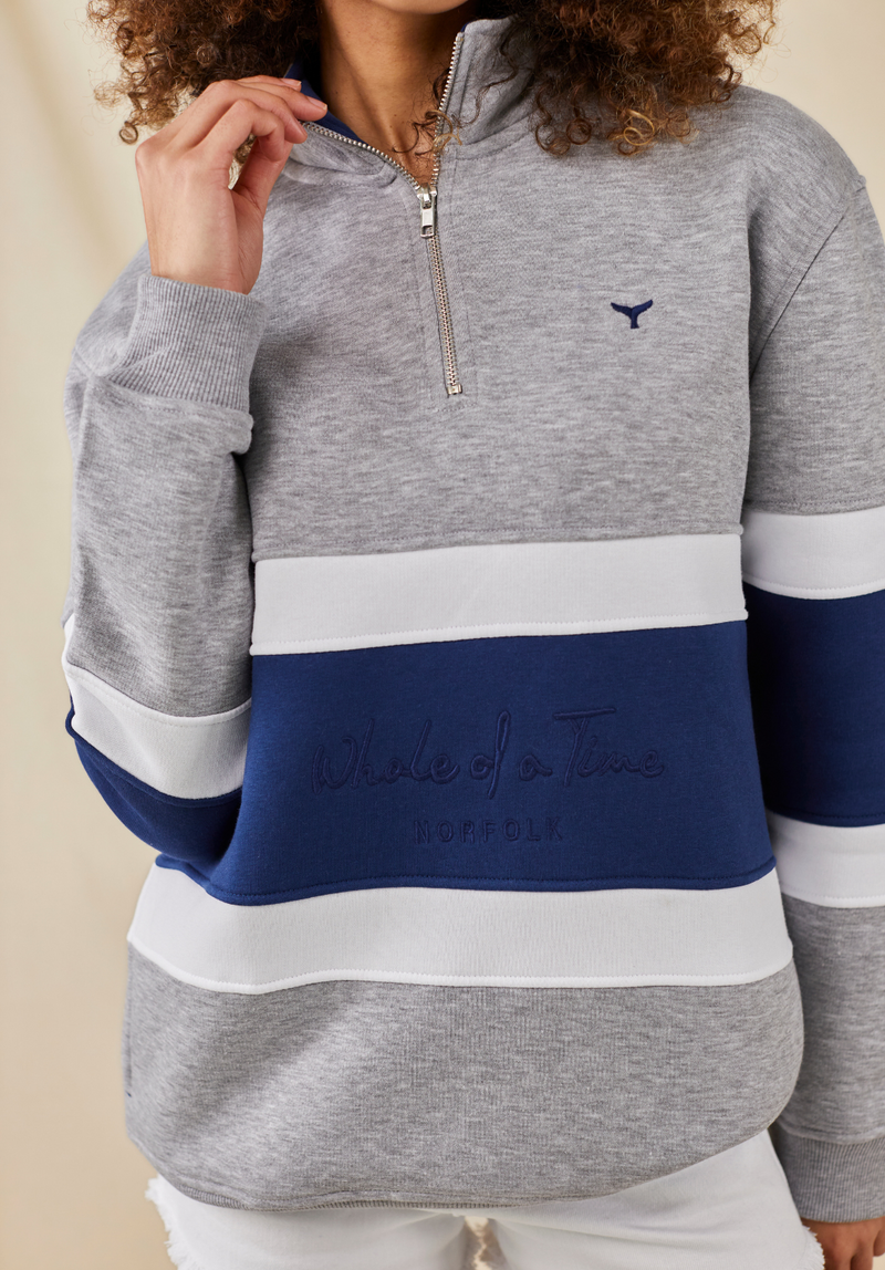 Evesham Women's Quarter Zip Sweatshirt - Grey - Whale Of A Time Clothing