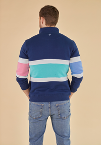 Evesham Men's Quarter Zip Sweatshirt - Navy - Whale Of A Time Clothing