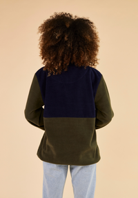 Exeter Women's Fleece Quarter Zip - Navy & Green - Whale Of A Time Clothing