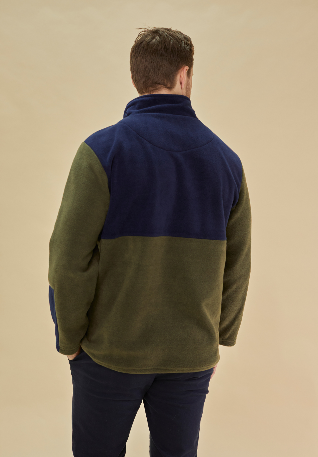 Exeter Fleece Men's Quarter Zip - Navy & Green - Whale Of A Time Clothing