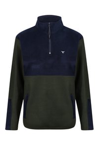 S&S Exeter Fleece Unisex Quarter Zip - Navy & Green 345 - Whale Of A Time Clothing