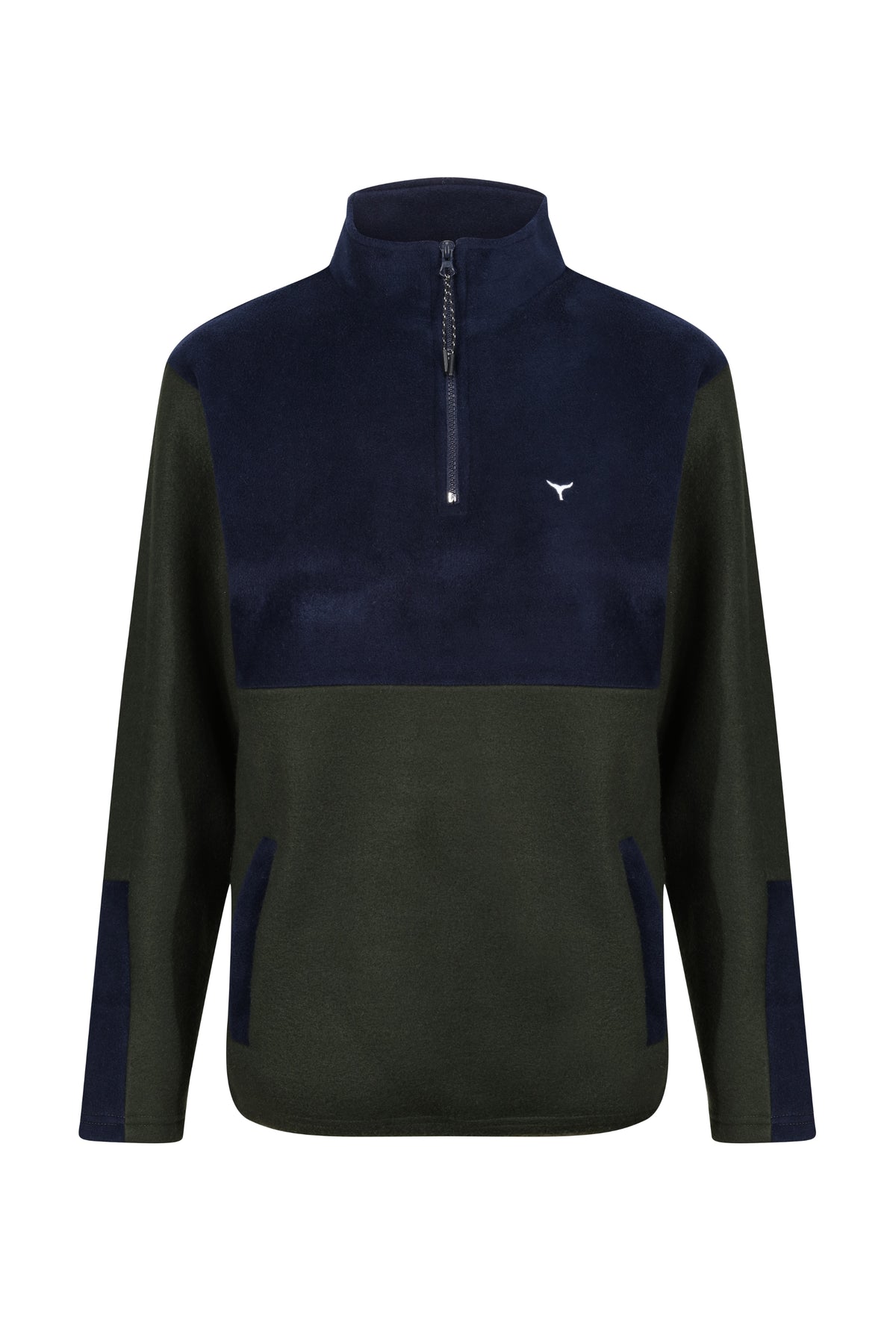 Exeter Fleece Unisex Quarter Zip - Navy & Green - Whale Of A Time Clothing