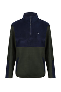 Exeter Fleece Unisex Quarter Zip - Navy & Green - Whale Of A Time Clothing