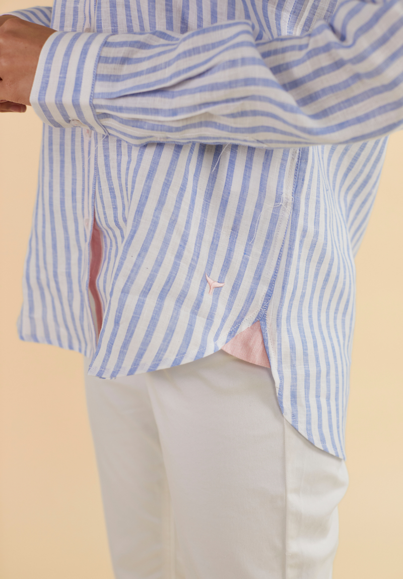 Exmoor Linen Shirt - Blue - Whale Of A Time Clothing