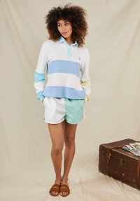 Exmouth Women's Rugby Shorts - White/Mint - Whale Of A Time Clothing