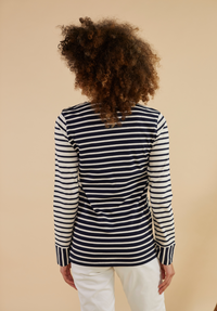 Henley Long Sleeve T-Shirt - White/Navy - Whale Of A Time Clothing