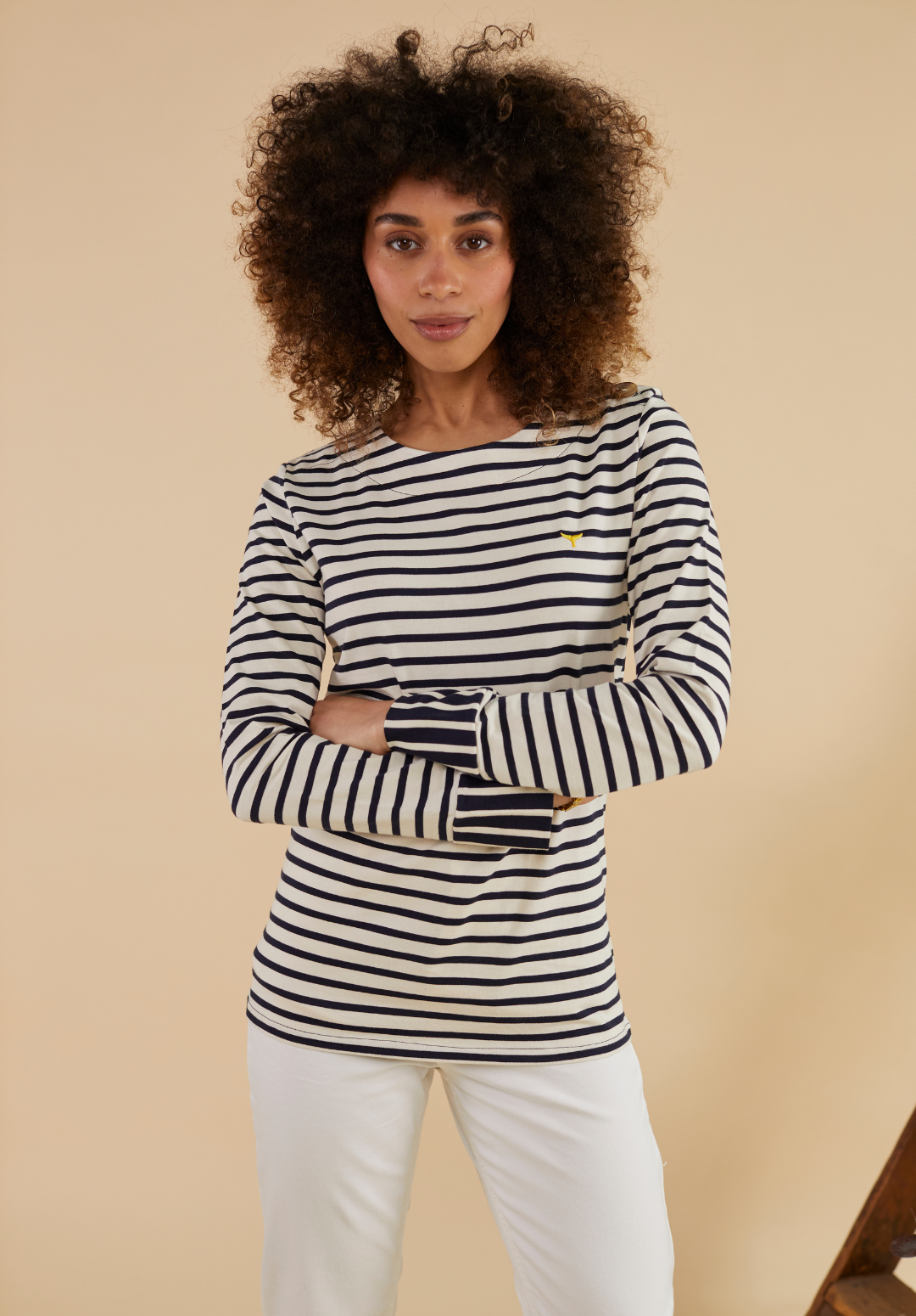 Henley Long Sleeve T-Shirt - White/Navy - Whale Of A Time Clothing