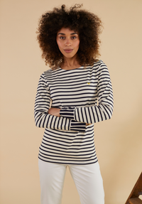 Henley Long Sleeve T-Shirt - White/Navy - Whale Of A Time Clothing