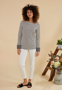 Henley Long Sleeve T-Shirt - White/Navy - Whale Of A Time Clothing