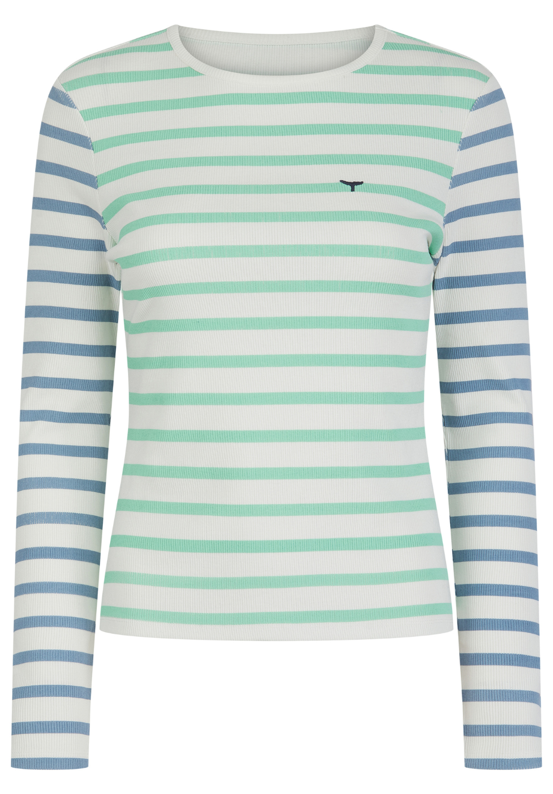 Henley Long Sleeved T-Shirt - White/Mint/Blue - Whale Of A Time Clothing