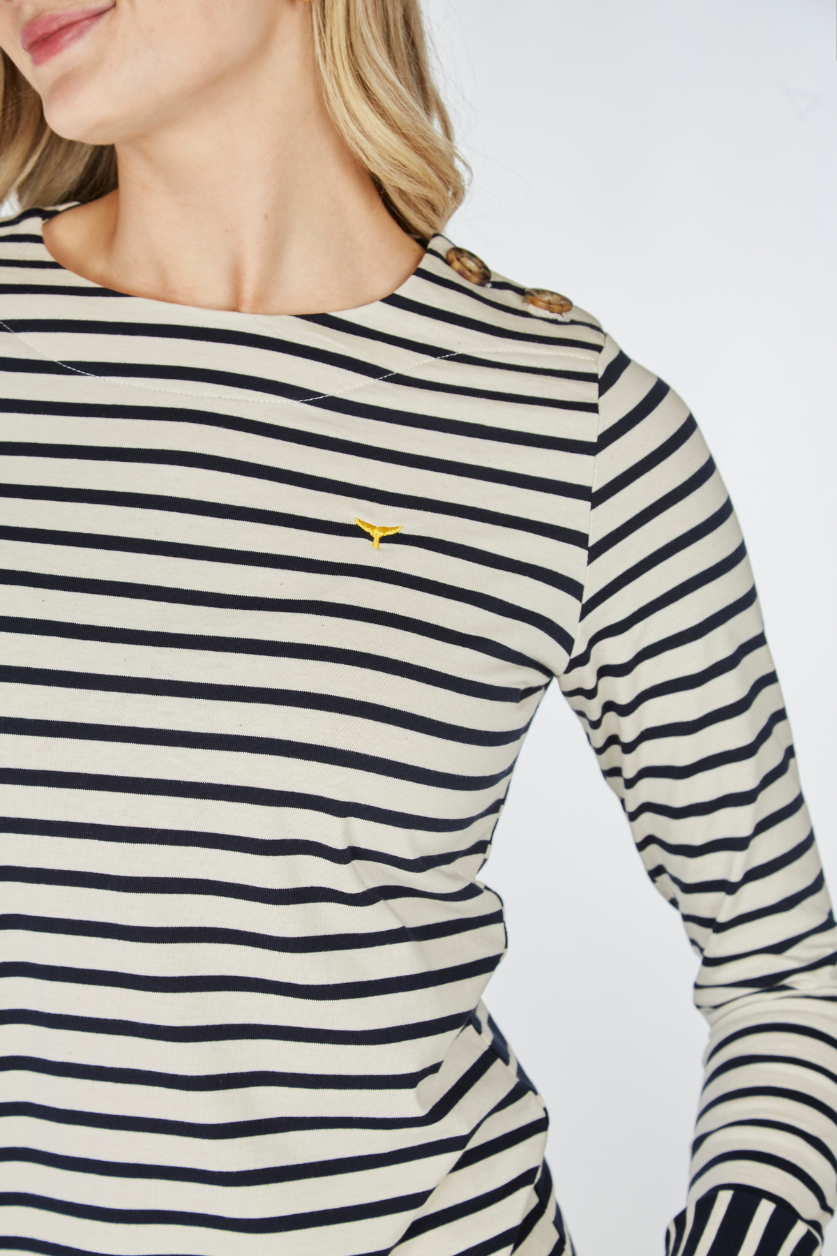 Women's Henley T-Shirt - Navy/White - Whale Of A Time Clothing