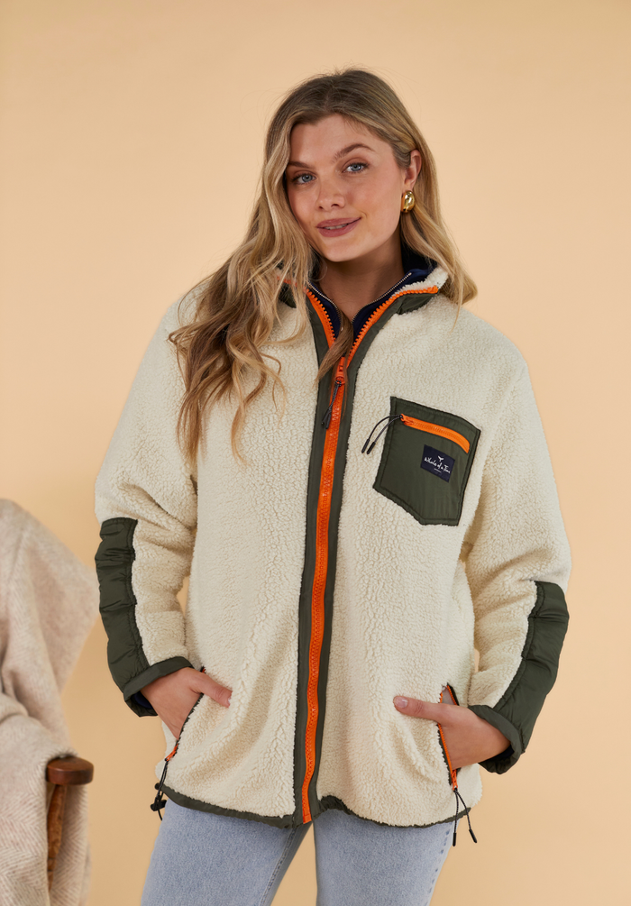 Highland Women's Sherpa Jacket - Cream - Whale Of A Time Clothing
