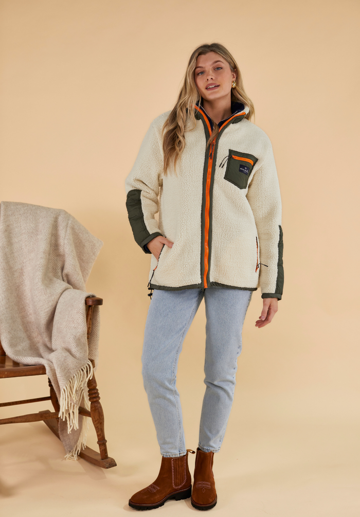 Highland Women's Sherpa Jacket - Cream - Whale Of A Time Clothing