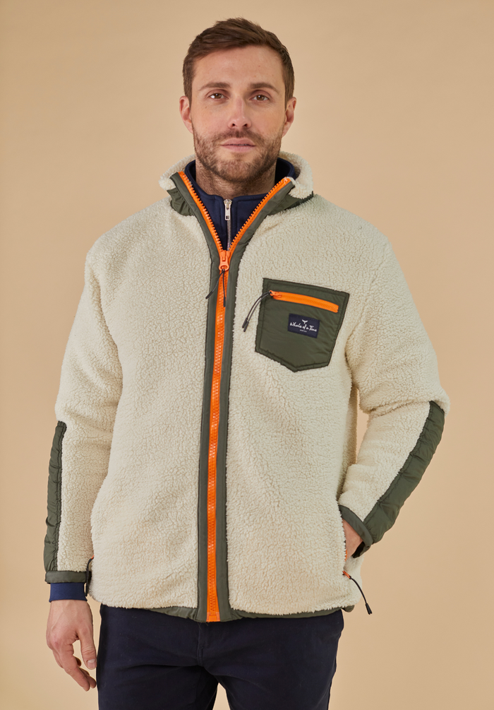 Highland Men's Sherpa Jacket - Cream - Whale Of A Time Clothing