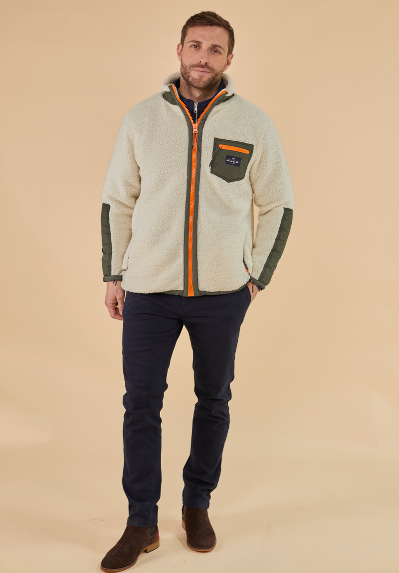 Highland Men's Sherpa Jacket - Cream - Whale Of A Time Clothing