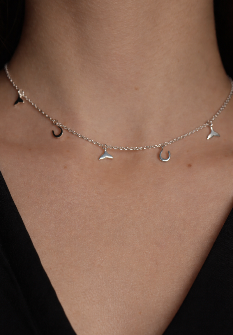 Exclusive Sterling Silver Hiho x Whale Of A Time Dinky Charms Necklace