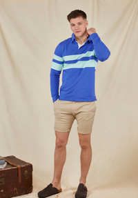 Holme Men's Rugby Shirt - Blue - Whale Of A Time Clothing