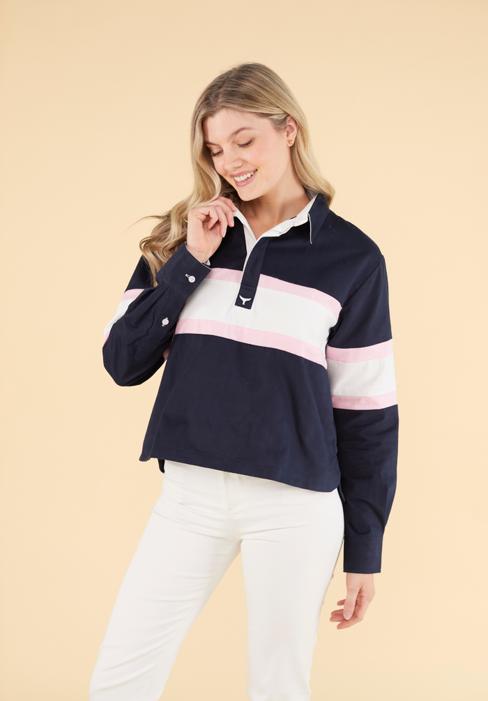 Hurley Women's Cropped Deck Shirt - Navy - Whale Of A Time Clothing