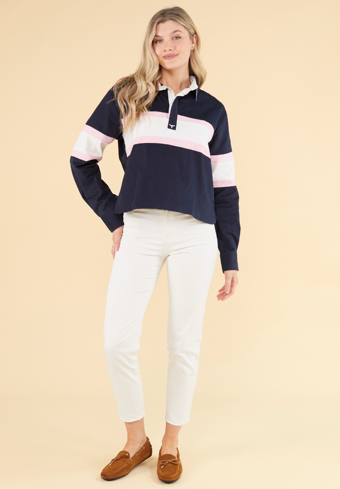 Hurley Women's Cropped Deck Shirt - Navy - Whale Of A Time Clothing