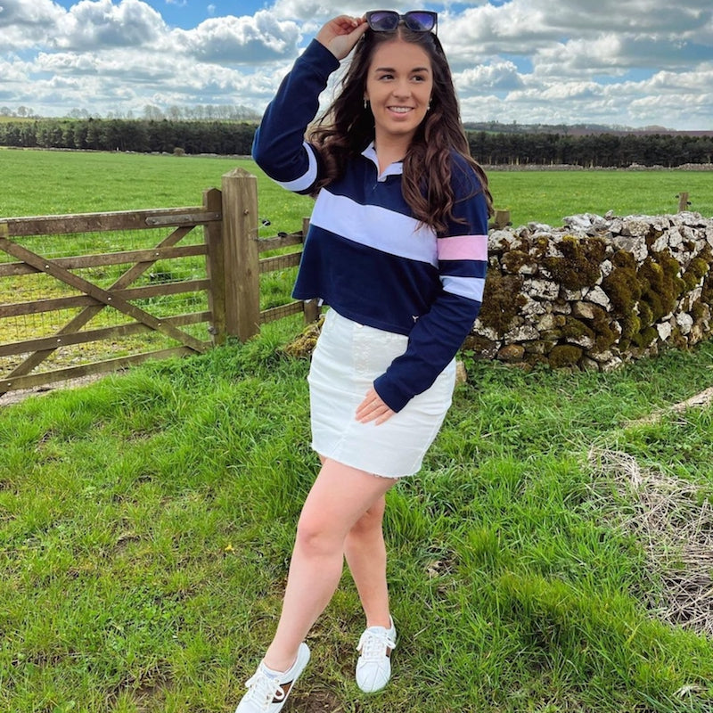Whale Of A Time Clothing - Fring Cropped Rugby Shirt in Navy