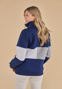 Norfolk Women's Quarter Zip Sweatshirt - Navy - Whale Of A Time Clothing