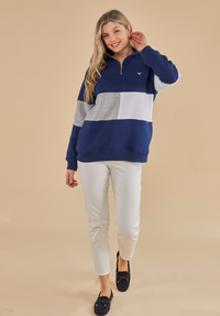Norfolk Women's Quarter Zip Sweatshirt - Navy - Whale Of A Time Clothing