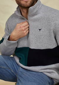 Norfolk Men's Quarter Zip Sweatshirt - Grey - Whale Of A Time Clothing