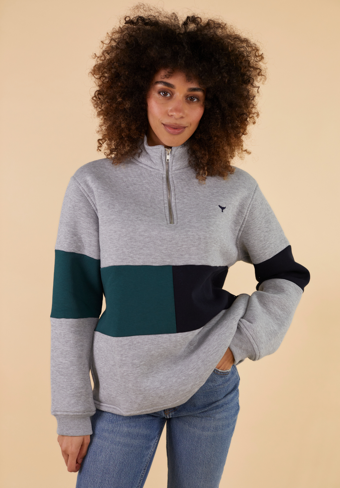 Norfolk Women's Quarter Zip Sweatshirt - Grey - Whale Of A Time Clothing
