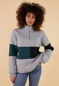 Norfolk Women's Quarter Zip Sweatshirt - Grey - Whale Of A Time Clothing