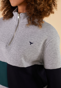 Norfolk Women's Quarter Zip Sweatshirt - Grey - Whale Of A Time Clothing