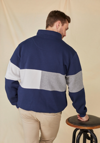 Norfolk Men's Quarter Zip Sweatshirt - Navy - Whale Of A Time Clothing