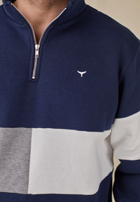 Norfolk Men's Quarter Zip Sweatshirt - Navy - Whale Of A Time Clothing