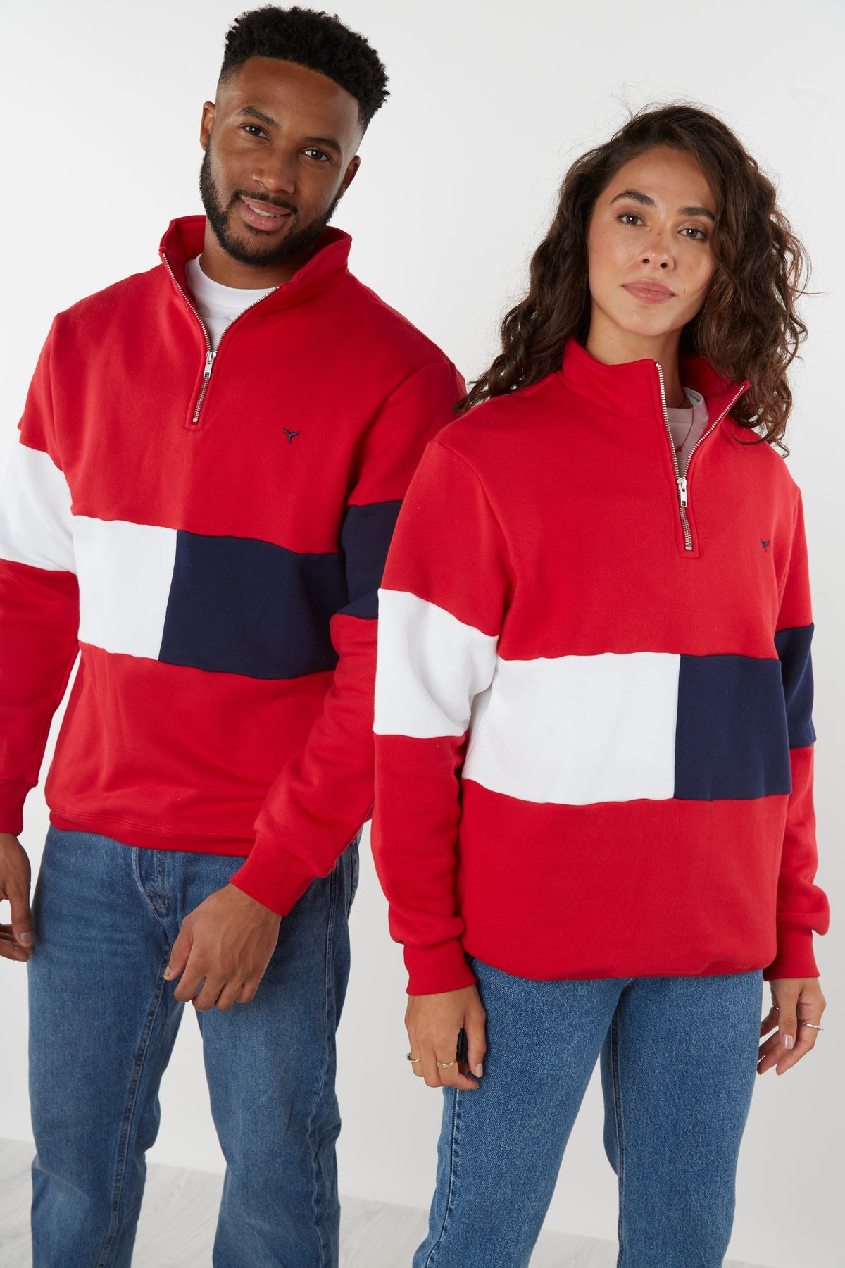 Norfolk Unisex Quarter Zip Sweatshirt - Red - Whale Of A Time Clothing