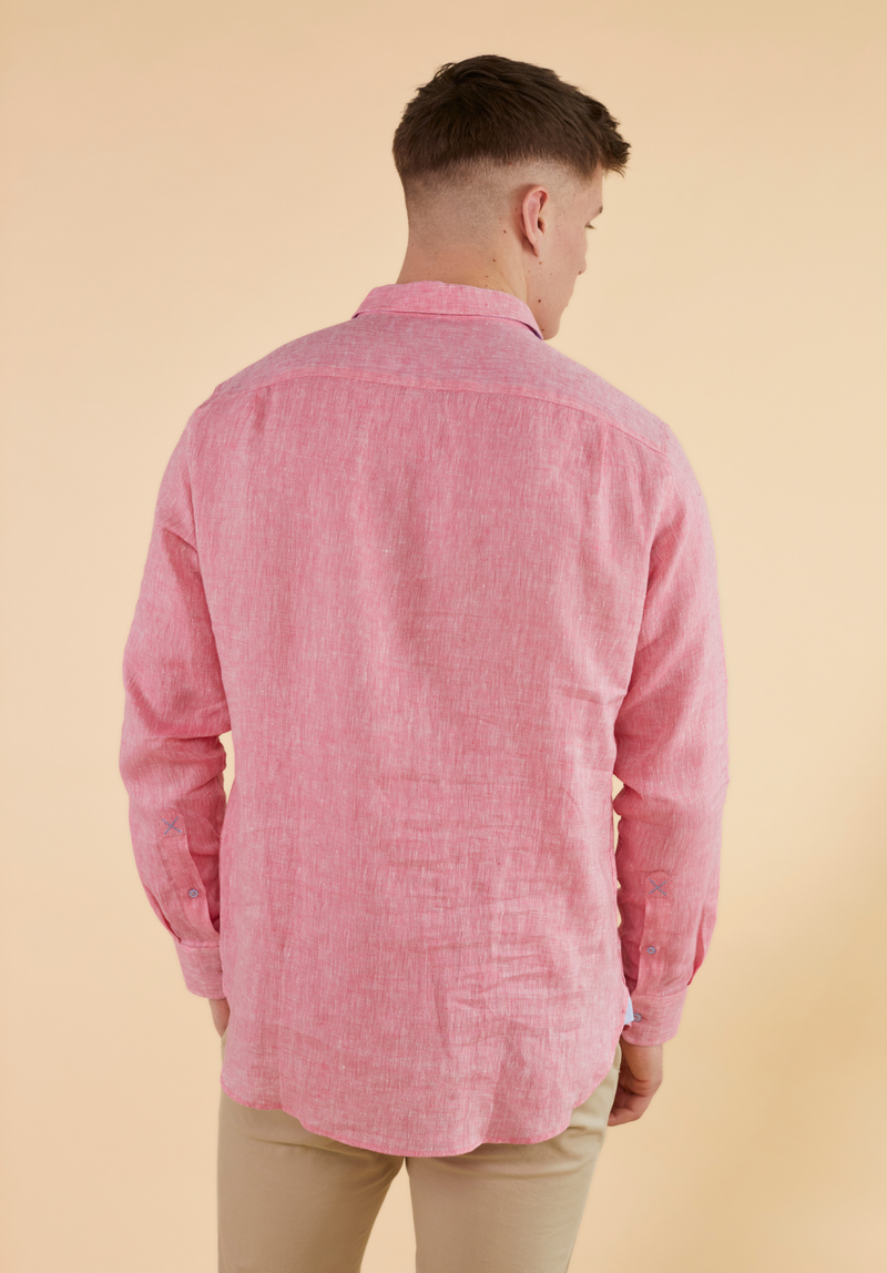 Oakham Linen Shirt - Red - Whale Of A Time Clothing