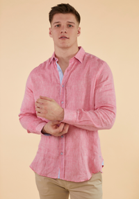 Oakham Linen Shirt - Red - Whale Of A Time Clothing