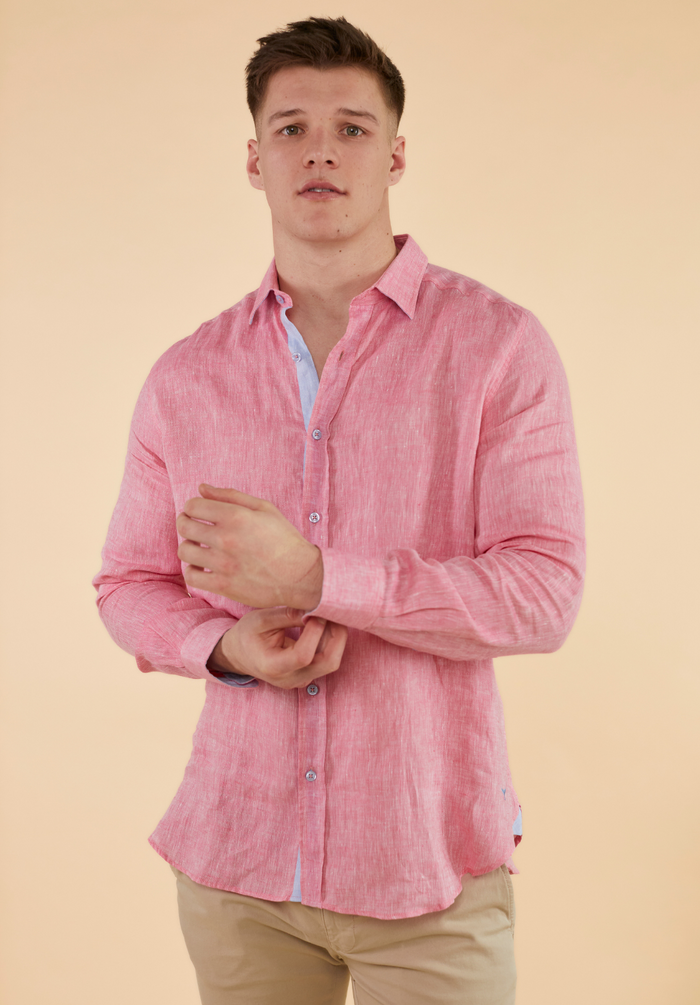 Oakham Linen Shirt - Red - Whale Of A Time Clothing
