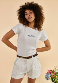 Oban Women's Linen Shorts - Ecru/Mint - Whale Of A Time Clothing