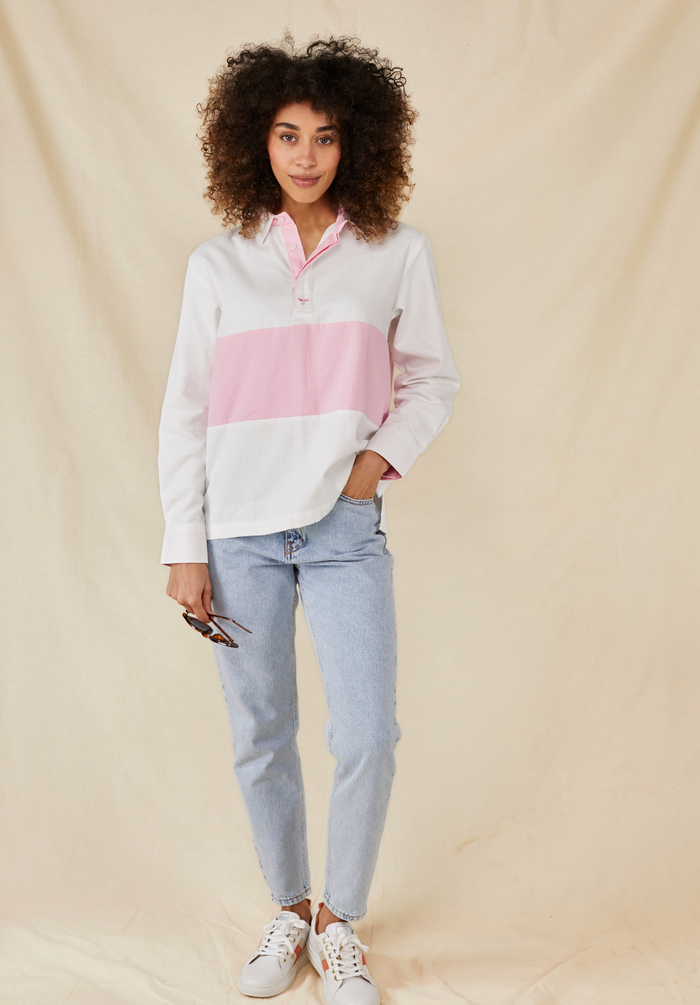 Padstow Women's Deck Shirt - White - Whale Of A Time Clothing