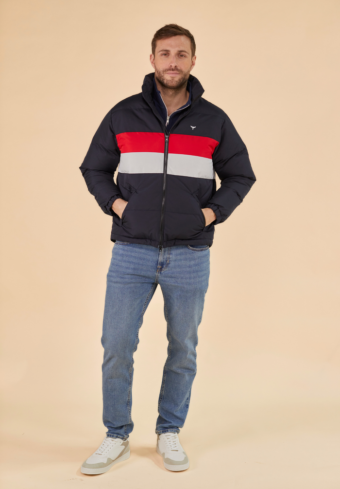Penzance Men's Puffer Jacket - Navy - Whale Of A Time Clothing