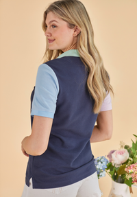 Polzeath Women's Polo Shirt - Navy - Whale Of A Time Clothing