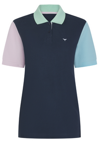 Polzeath Women's Polo Shirt - Navy - Whale Of A Time Clothing