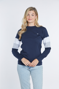 Thornham Unisex Long Sleeved T-Shirt - Navy - Whale Of A Time Clothing
