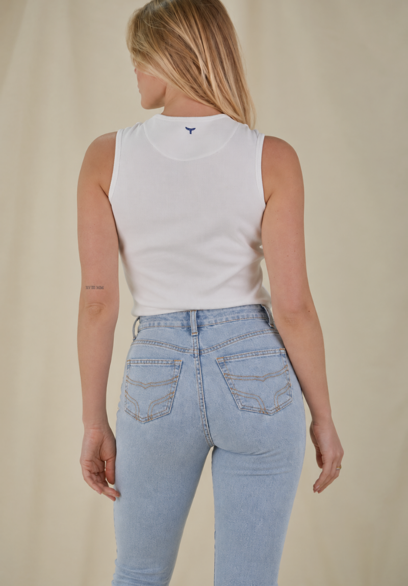 Signature Women's Ribbed Tank Top - White