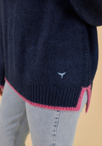 Rockingham Women's Jumper - Navy/Pink - Whale Of A Time Clothing