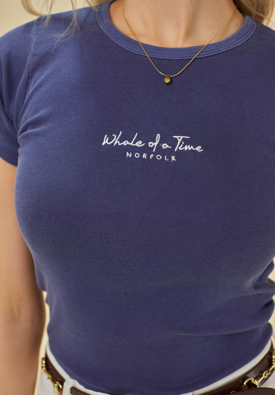 Signature Women's Baby Tee - Stonewashed Navy - Whale Of A Time Clothing