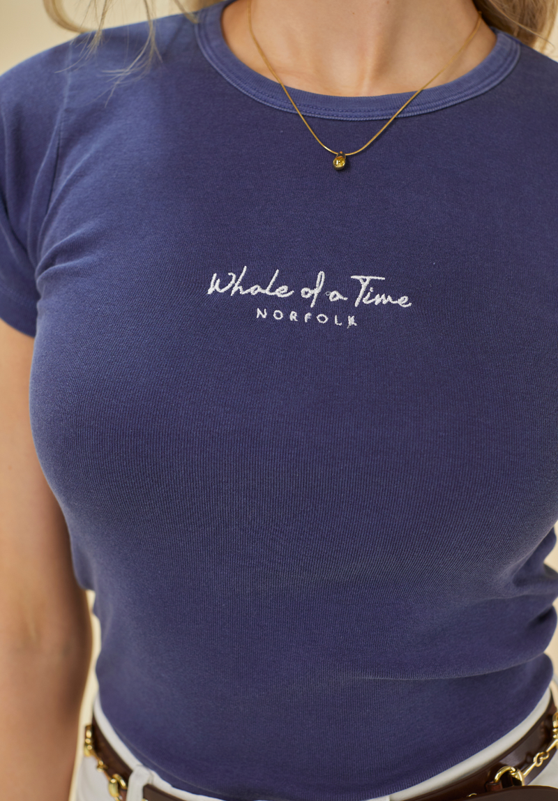 Signature Women's Baby Tee - Stonewashed Navy - Whale Of A Time Clothing