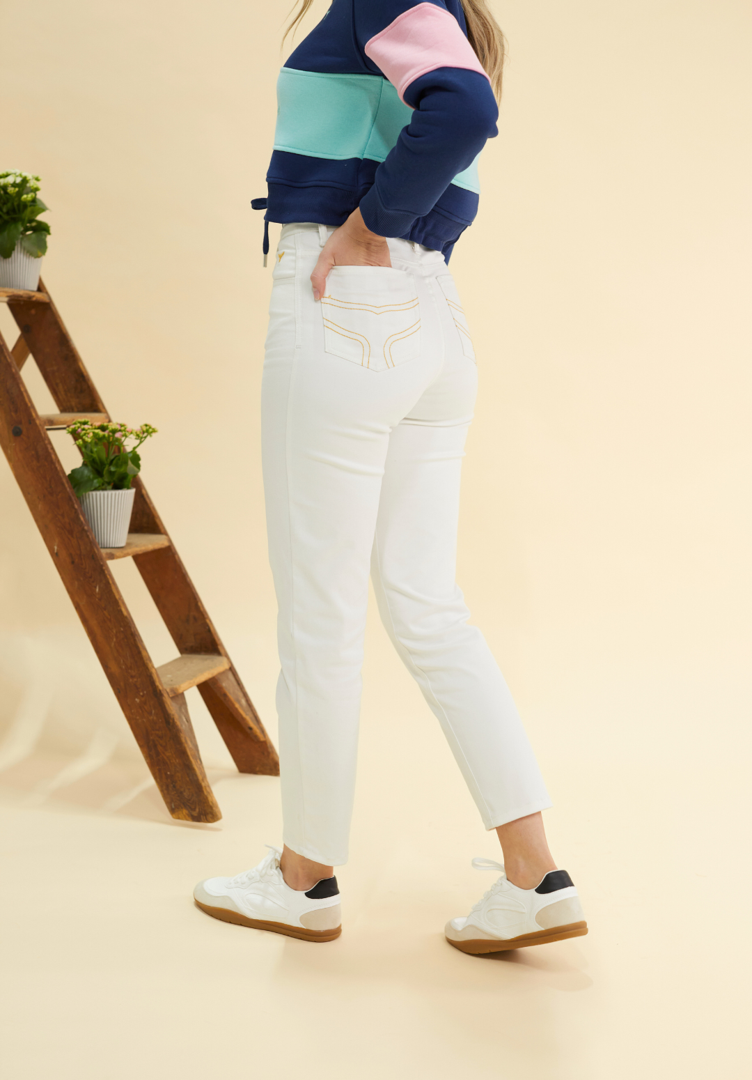 Signature Women's Denim Mom Jeans - Ecru - Whale Of A Time Clothing