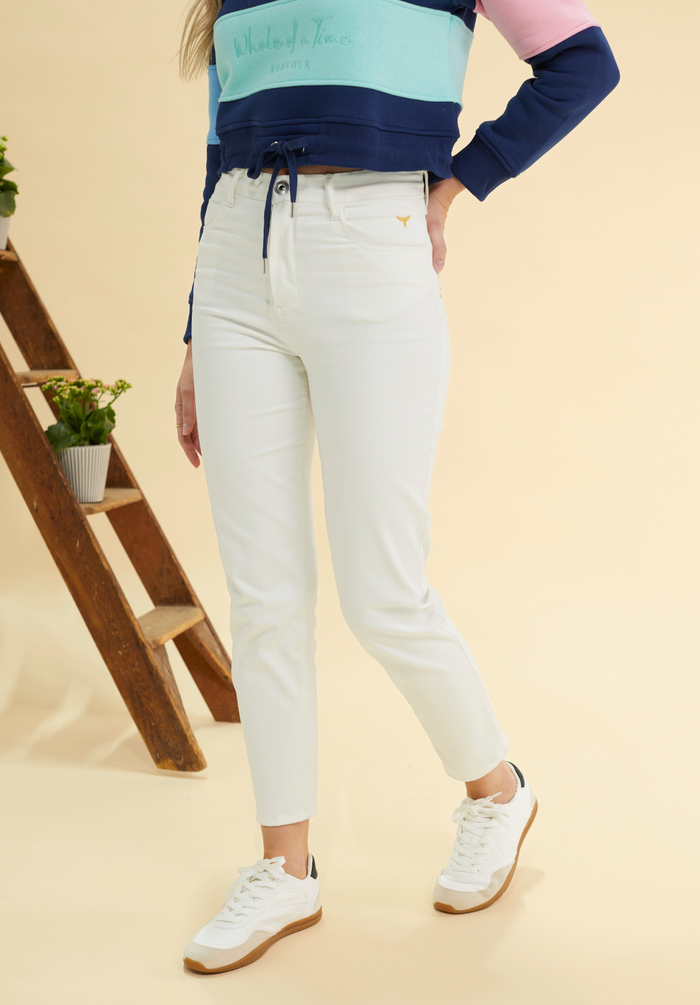 Signature Women's Denim Mom Jeans - Ecru - Whale Of A Time Clothing
