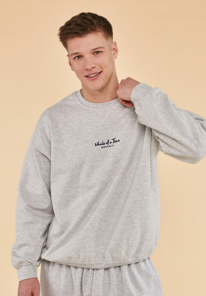 Signature Men's Sweatshirt - Light Grey - Whale Of A Time Clothing